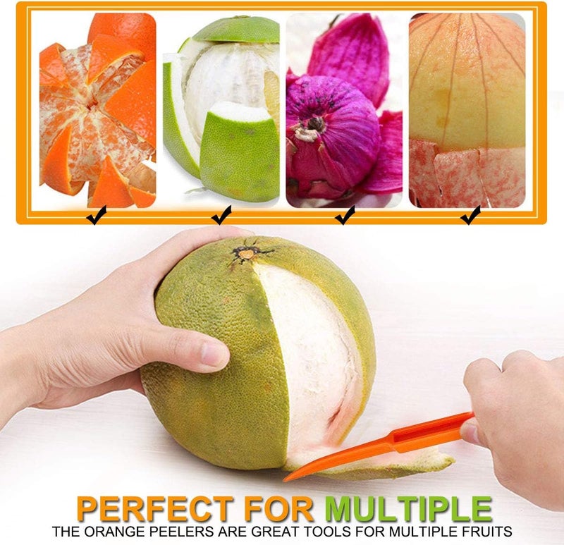 MYMENU Orange Peeler Tools Citrus Peel Cutter Plastic Fruit Slicer Cutter Lemon Peeler Opener Remover Fruit Vegetable Tools Kitchen Accessories Cooking Knife Kitchen Gadget Tool,2 Pack (Green+Orange) - Image 4